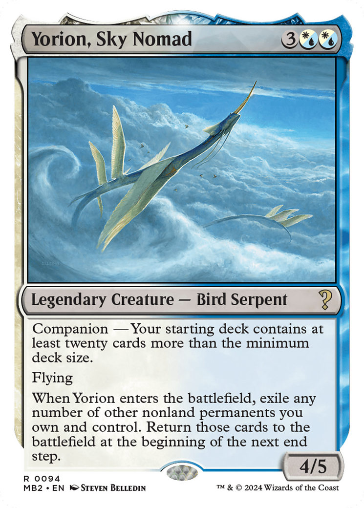Yorion, Sky Nomad (MB2-094) - Mystery Booster 2: (companion) - Premium MTG Single from Wizards of the Coast - Just $0.39! Shop now at Game Crave Tournament Store