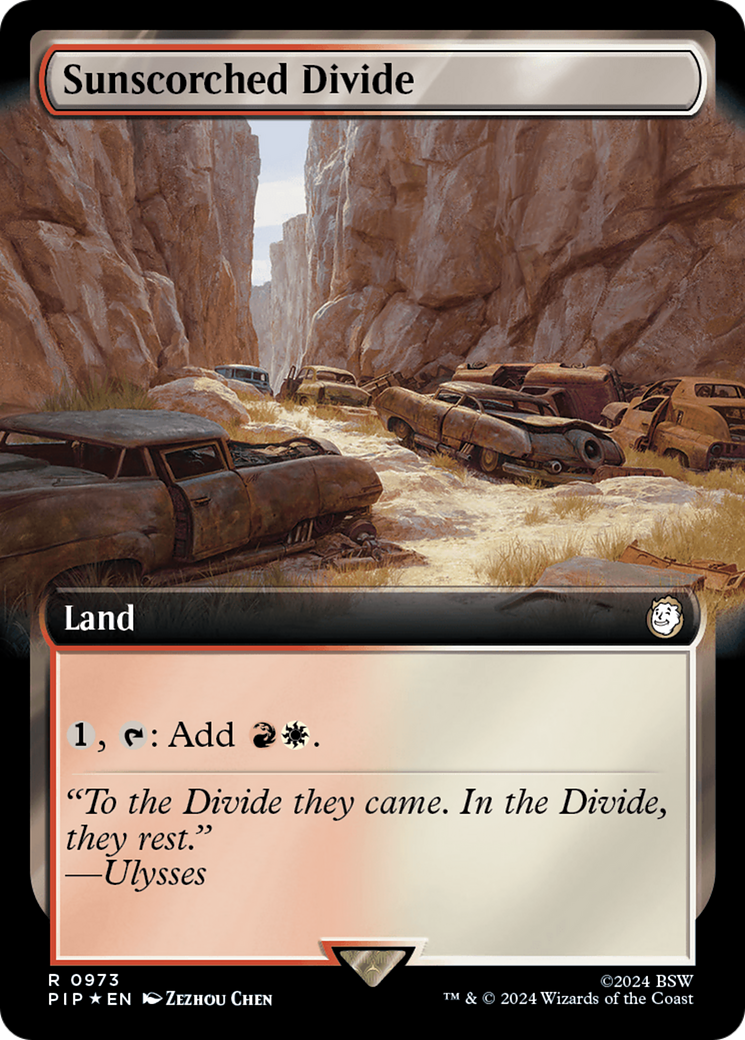 Sunscorched Divide (PIP-973) - Fallout: (Extended Art) Foil - Premium MTG Single from Wizards of the Coast - Just $1.78! Shop now at Game Crave Tournament Store