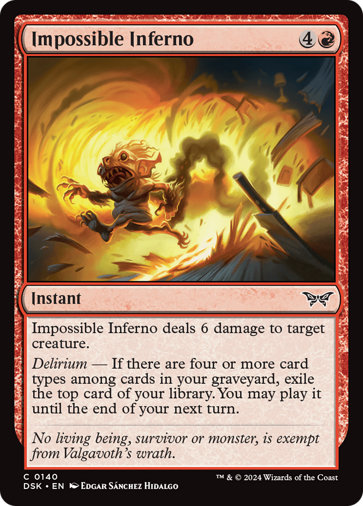 Impossible Inferno (DSK-140) - Duskmourn: House of Horror - Premium MTG Single from Wizards of the Coast - Just $0.25! Shop now at Game Crave Tournament Store