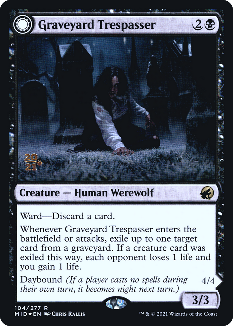 Graveyard Trespasser // Graveyard Glutton (PMID-104S) - Innistrad: Midnight Hunt Promos: (Double Faced Transform) Foil - Premium MTG Single from Wizards of the Coast - Just $0.65! Shop now at Game Crave Tournament Store
