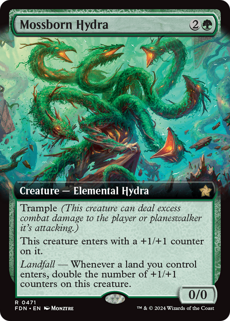 Mossborn Hydra (FDN-471) - Foundations: (Extended Art) - Premium MTG Single from Wizards of the Coast - Just $3.17! Shop now at Game Crave Tournament Store