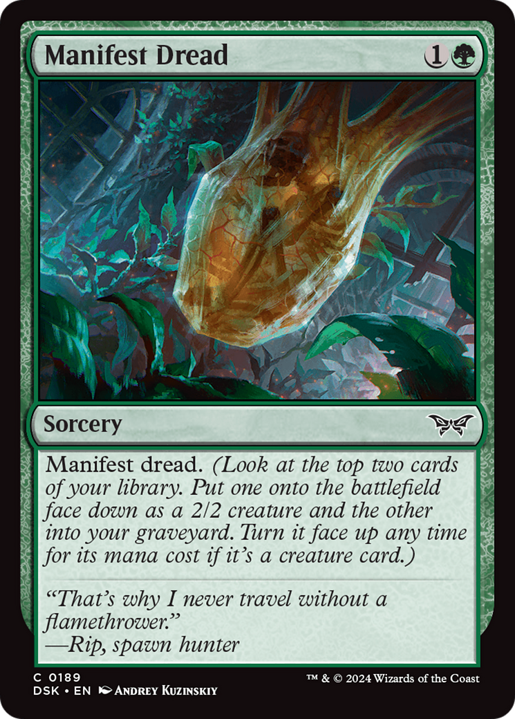 Manifest Dread (DSK-189) - Duskmourn: House of Horror - Premium MTG Single from Wizards of the Coast - Just $0.25! Shop now at Game Crave Tournament Store