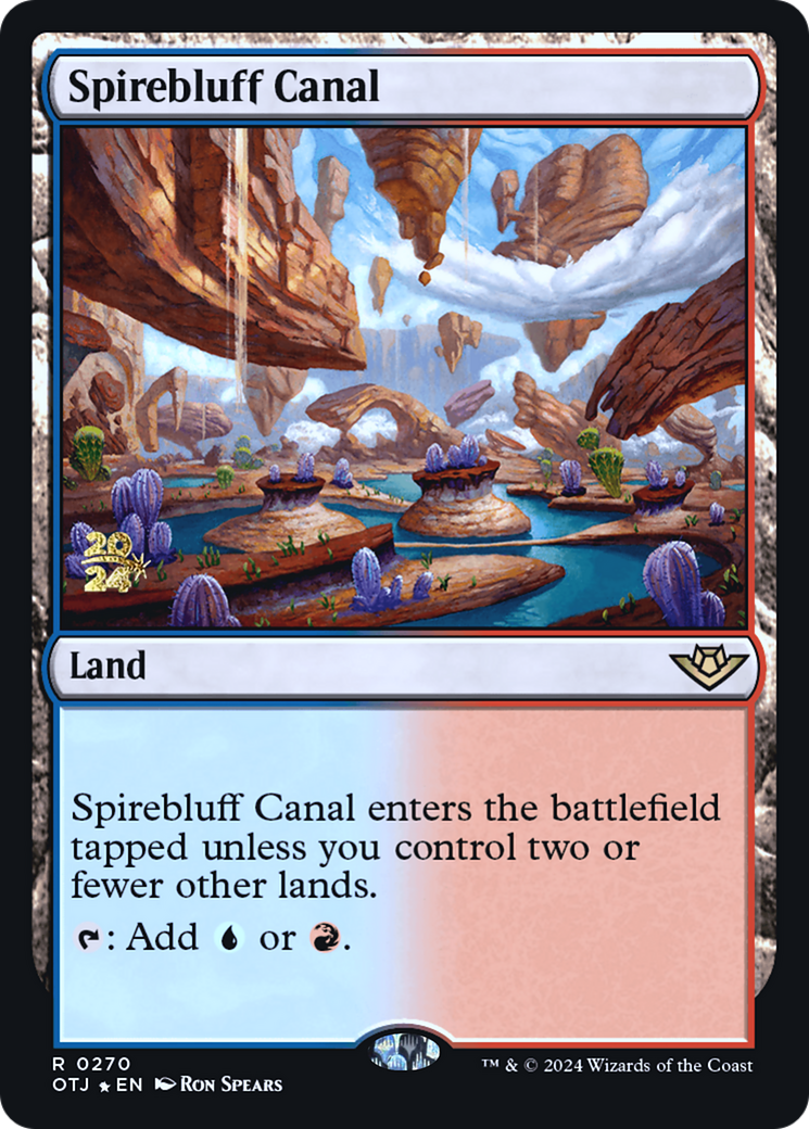 Spirebluff Canal (POTJ-270S) - Outlaws of Thunder Junction Promos Foil - Premium MTG Single from Wizards of the Coast - Just $3.02! Shop now at Game Crave Tournament Store
