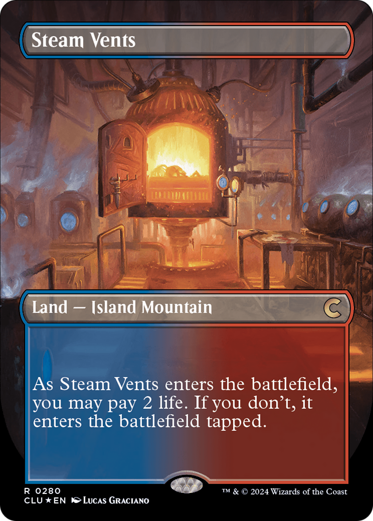 Steam Vents (CLU-280) - Ravnica: Clue Edition (Borderless) Foil - Premium MTG Single from Wizards of the Coast - Just $20.38! Shop now at Game Crave Tournament Store