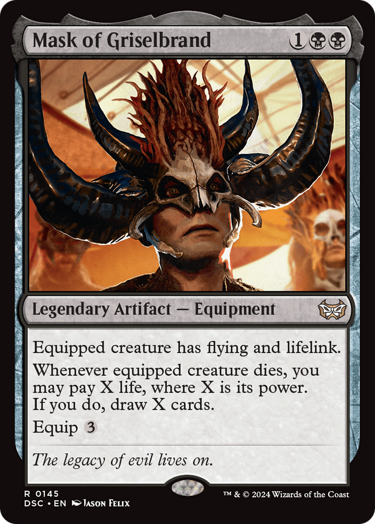 Mask of Griselbrand (DSC-145) - Duskmourn: House of Horror Commander - Premium MTG Single from Wizards of the Coast - Just $0.35! Shop now at Game Crave Tournament Store