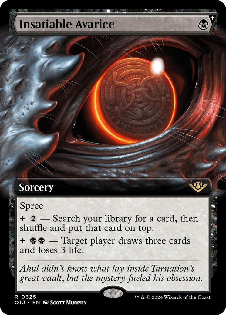 Insatiable Avarice (OTJ-325) - Outlaws of Thunder Junction: (Extended Art) - Premium MTG Single from Wizards of the Coast - Just $3.11! Shop now at Game Crave Tournament Store