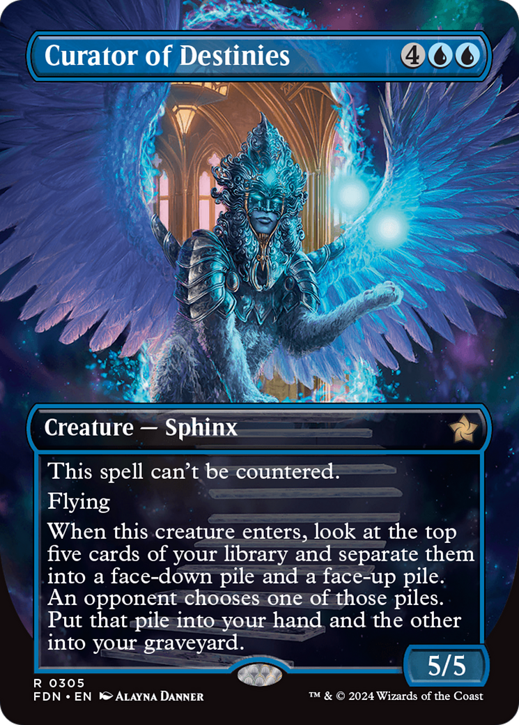 Curator of Destinies (FDN-305) - Foundations (Borderless) Foil - Premium MTG Single from Wizards of the Coast - Just $0.37! Shop now at Game Crave Tournament Store
