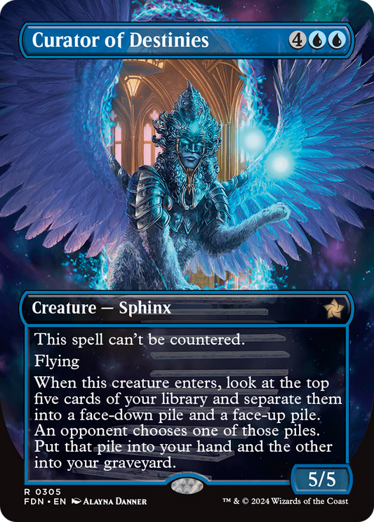 Curator of Destinies (FDN-305) - Foundations (Borderless) Foil - Premium MTG Single from Wizards of the Coast - Just $0.37! Shop now at Game Crave Tournament Store
