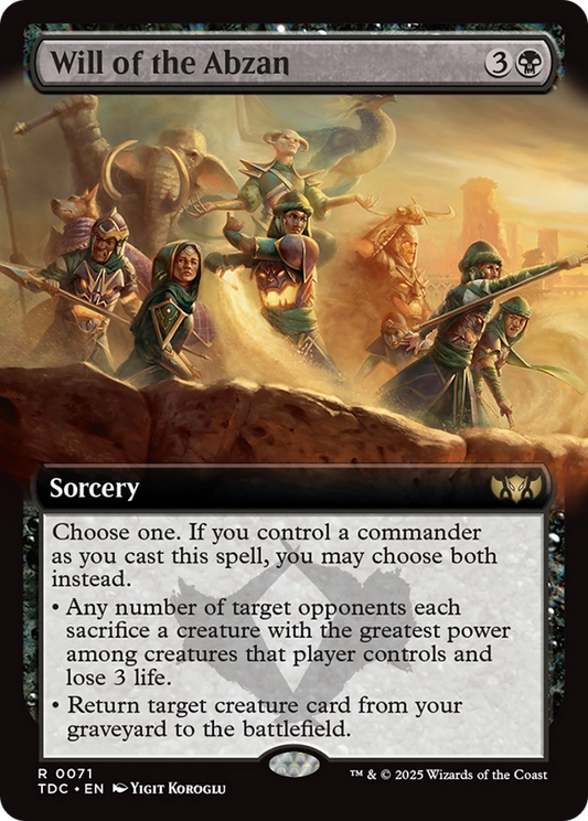 Will of the Abzan (TDC-071) - Tarkir: Dragonstorm Commander: (Extended Art) - Premium MTG Single from Wizards of the Coast - Just $1.43! Shop now at Game Crave Tournament Store