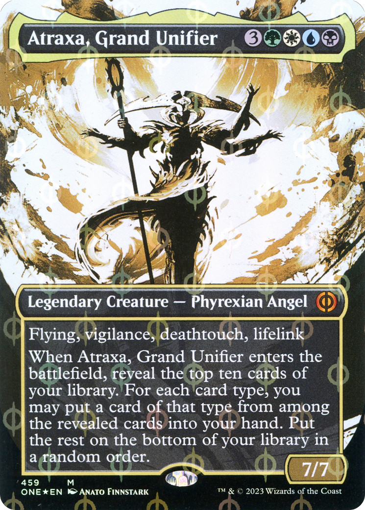 Atraxa, Grand Unifier (ONE-459) - Phyrexia: All Will Be One: (Showcase) (Borderless) Foil - Premium MTG Single from Wizards of the Coast - Just $38.14! Shop now at Game Crave Tournament Store