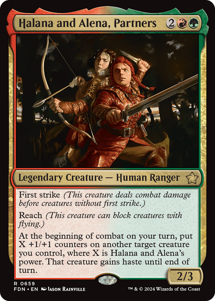 Halana and Alena, Partners (FDN-659) - Foundations - Premium MTG Single from Wizards of the Coast - Just $0.52! Shop now at Game Crave Tournament Store