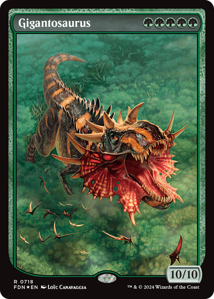 Gigantosaurus (FDN-718) - Foundations: (Full Art, textless) Foil - Premium MTG Single from Wizards of the Coast - Just $2.18! Shop now at Game Crave Tournament Store