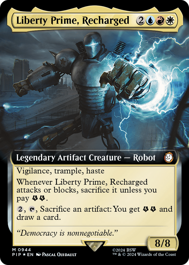 Liberty Prime, Recharged (PIP-944) - Fallout: (Extended Art) Foil - Premium MTG Single from Wizards of the Coast - Just $5.33! Shop now at Game Crave Tournament Store