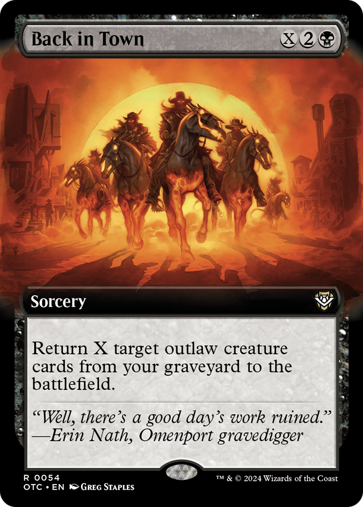 Back in Town (OTC-054) - Outlaws of Thunder Junction Commander: (Extended Art) - Premium MTG Single from Wizards of the Coast - Just $0.25! Shop now at Game Crave Tournament Store