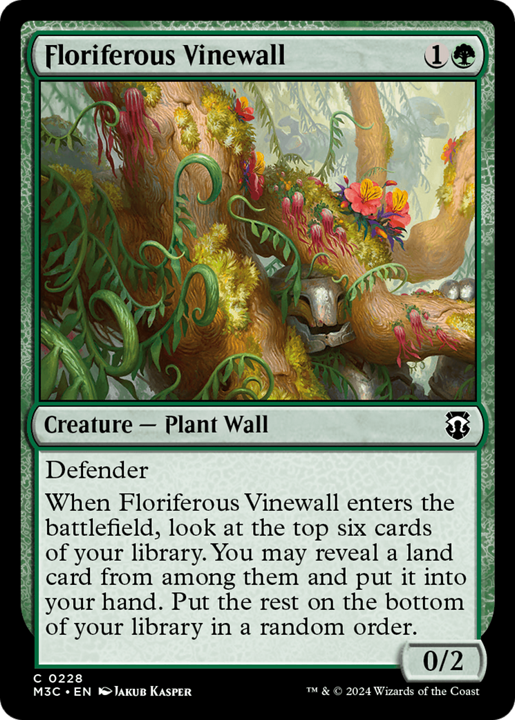 Floriferous Vinewall (M3C-228) - Modern Horizons 3 Commander Foil - Premium MTG Single from Wizards of the Coast - Just $0.25! Shop now at Game Crave Tournament Store