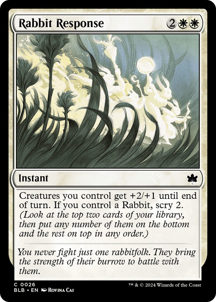 Rabbit Response (BLB-026) - Bloomburrow - Premium MTG Single from Wizards of the Coast - Just $0.25! Shop now at Game Crave Tournament Store