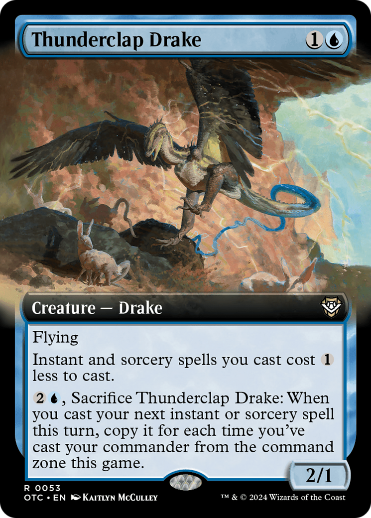Thunderclap Drake (OTC-053) - Outlaws of Thunder Junction Commander: (Extended Art) - Premium MTG Single from Wizards of the Coast - Just $2.06! Shop now at Game Crave Tournament Store