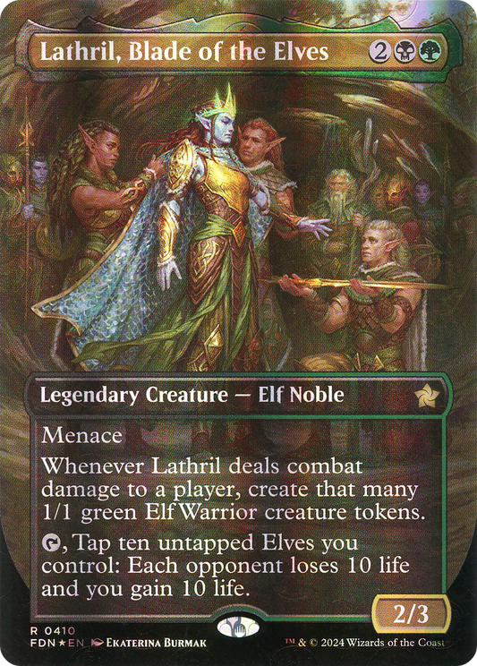 Lathril, Blade of the Elves (FDN-410) - Foundations (Borderless) Foil - Premium MTG Single from Wizards of the Coast - Just $43.34! Shop now at Game Crave Tournament Store