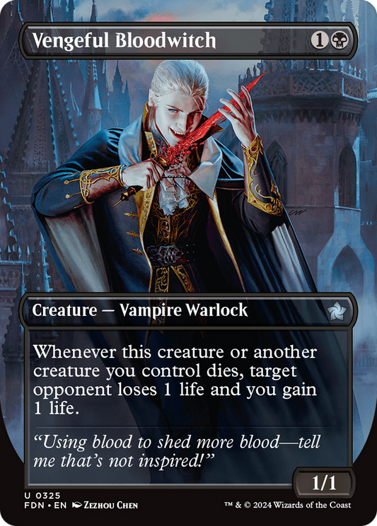 Vengeful Bloodwitch (FDN-325) - Foundations (Borderless) Foil - Premium MTG Single from Wizards of the Coast - Just $0.66! Shop now at Game Crave Tournament Store