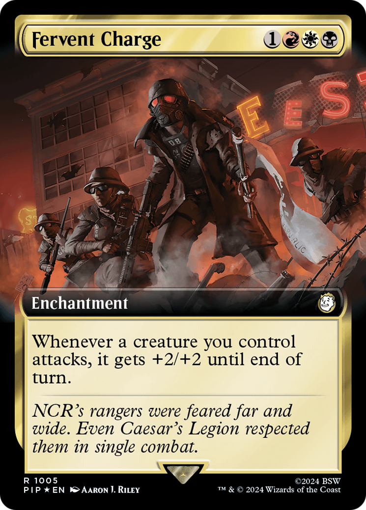 Fervent Charge (PIP-1005) - Fallout: (Extended Art) Foil - Premium MTG Single from Wizards of the Coast - Just $2.55! Shop now at Game Crave Tournament Store