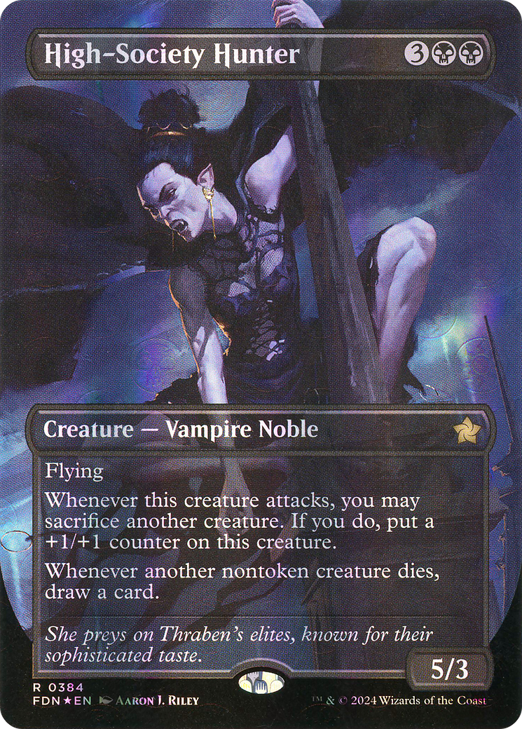 High-Society Hunter (FDN-384) - Foundations (Borderless) Foil - Premium MTG Single from Wizards of the Coast - Just $8.47! Shop now at Game Crave Tournament Store