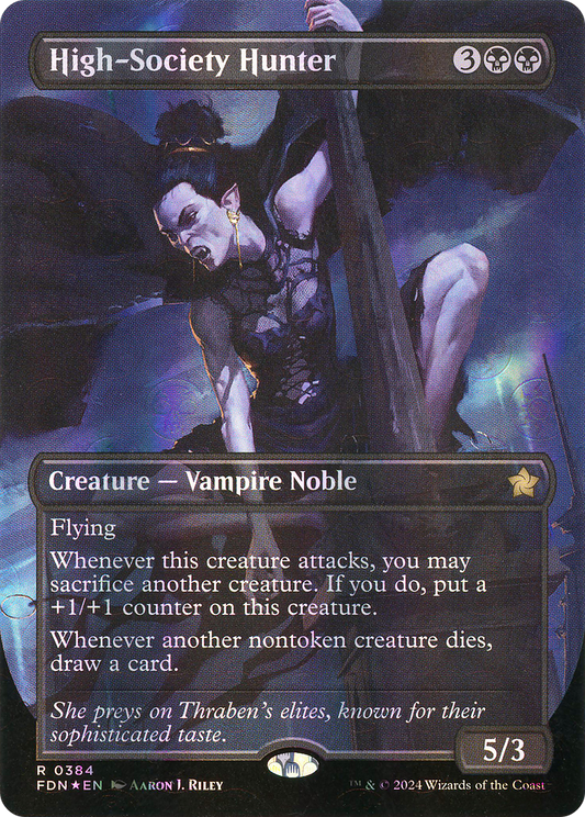 High-Society Hunter (FDN-384) - Foundations (Borderless) Foil - Premium MTG Single from Wizards of the Coast - Just $8.47! Shop now at Game Crave Tournament Store