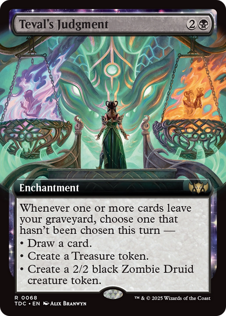 Teval's Judgment (TDC-068) - Tarkir: Dragonstorm Commander: (enchantment, Extended Art) - Premium MTG Single from Wizards of the Coast - Just $1.57! Shop now at Game Crave Tournament Store