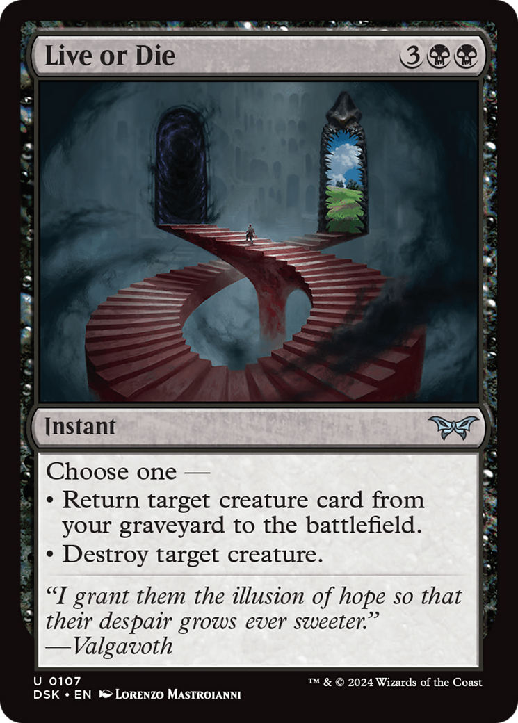 Live or Die (DSK-107) - Duskmourn: House of Horror Foil - Premium MTG Single from Wizards of the Coast - Just $0.25! Shop now at Game Crave Tournament Store