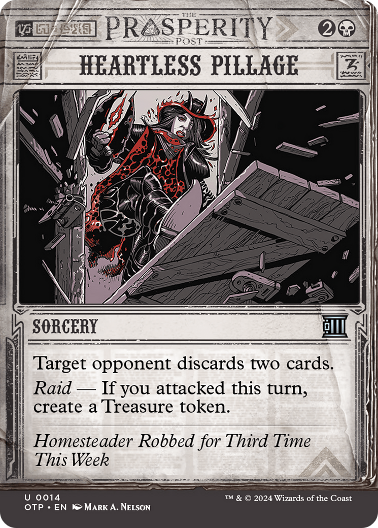 Heartless Pillage (OTP-014) - Breaking News: (Showcase) (Borderless) - Premium MTG Single from Wizards of the Coast - Just $0.25! Shop now at Game Crave Tournament Store