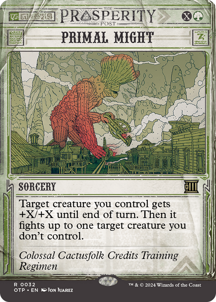 Primal Might (OTP-032) - Breaking News: (Showcase) (Borderless) Foil - Premium MTG Single from Wizards of the Coast - Just $0.26! Shop now at Game Crave Tournament Store