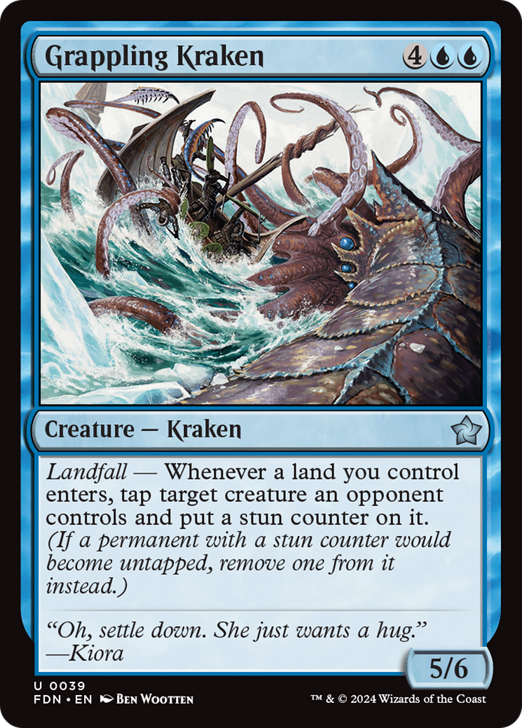 Grappling Kraken (FDN-039) - Foundations Foil - Premium MTG Single from Wizards of the Coast - Just $0.25! Shop now at Game Crave Tournament Store