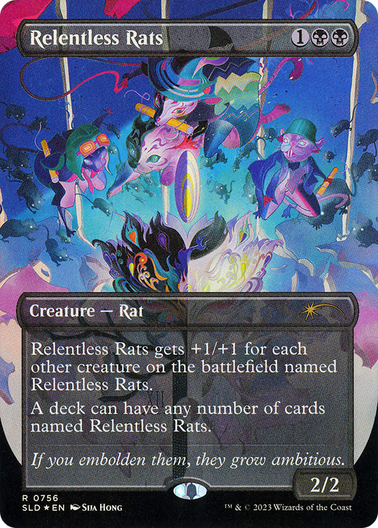 Relentless Rats (SLD-756) - Secret Lair Drop (Borderless) Foil - Premium MTG Single from Wizards of the Coast - Just $82.55! Shop now at Game Crave Tournament Store