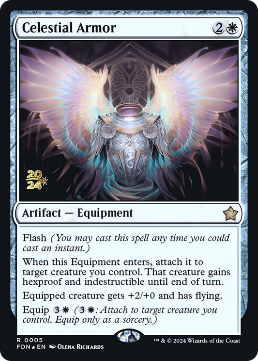 Celestial Armor (PRE-05S) - Foundations Promos Foil - Premium MTG Single from Wizards of the Coast - Just $0.30! Shop now at Game Crave Tournament Store