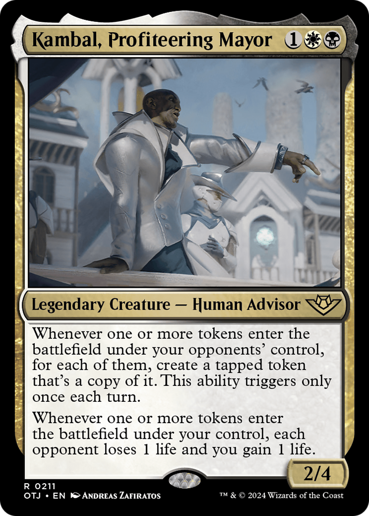 Kambal, Profiteering Mayor (OTJ-211) - Outlaws of Thunder Junction - Premium MTG Single from Wizards of the Coast - Just $2.42! Shop now at Game Crave Tournament Store