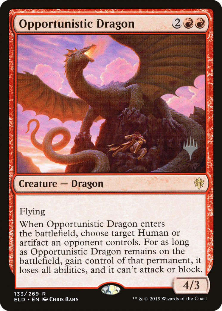Opportunistic Dragon (PELD-133P) - Throne of Eldraine Promos