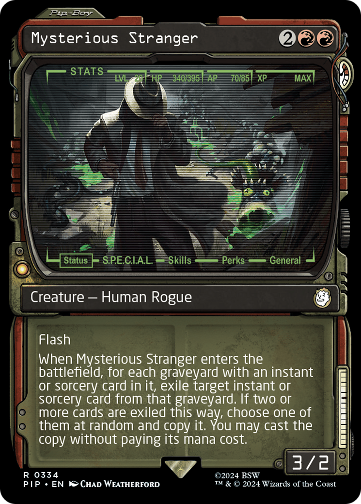Mysterious Stranger (PIP-334) - Fallout: (Showcase) Foil - Premium MTG Single from Wizards of the Coast - Just $0.99! Shop now at Game Crave Tournament Store