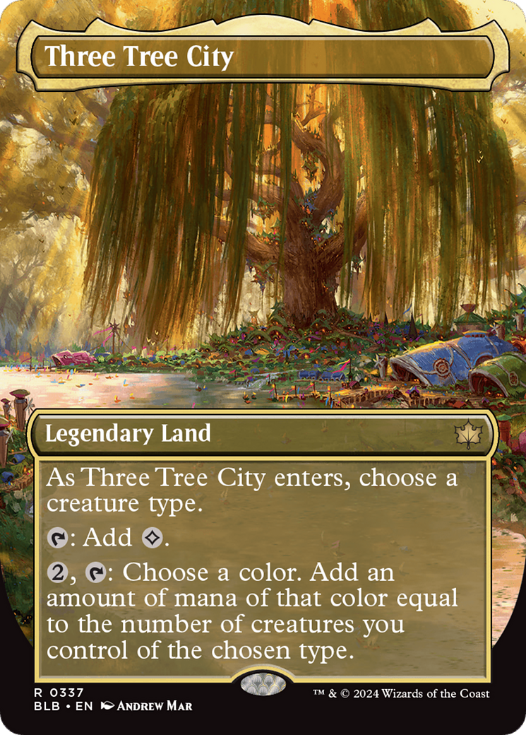 Three Tree City (BLB-337) - Bloomburrow (Borderless) Foil - Premium MTG Single from Wizards of the Coast - Just $44.76! Shop now at Game Crave Tournament Store
