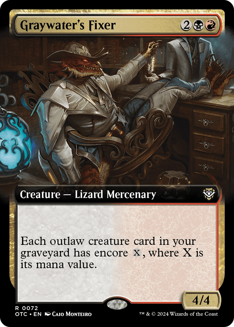 Graywater's Fixer (OTC-072) - Outlaws of Thunder Junction Commander: (Extended Art) - Premium MTG Single from Wizards of the Coast - Just $0.25! Shop now at Game Crave Tournament Store