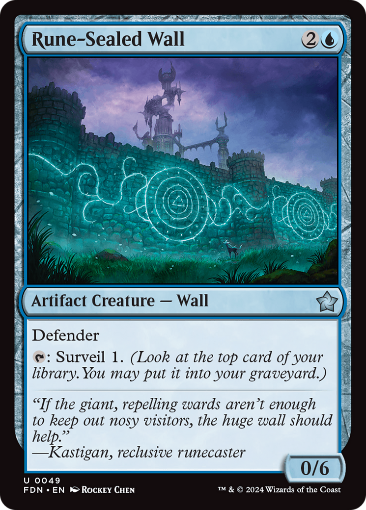 Rune-Sealed Wall (FDN-049) - Foundations - Premium MTG Single from Wizards of the Coast - Just $0.25! Shop now at Game Crave Tournament Store