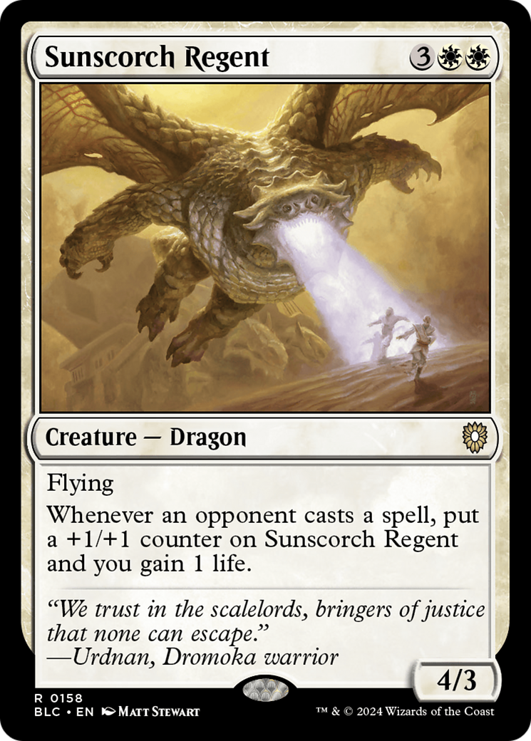 Sunscorch Regent (BLC-158) - Bloomburrow Commander - Premium MTG Single from Wizards of the Coast - Just $0.35! Shop now at Game Crave Tournament Store