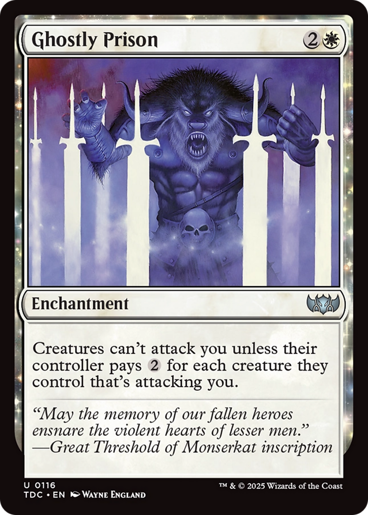 Ghostly Prison (TDC-116) - Tarkir: Dragonstorm Commander: (enchantment) - Premium MTG Single from Wizards of the Coast - Just $0.79! Shop now at Game Crave Tournament Store