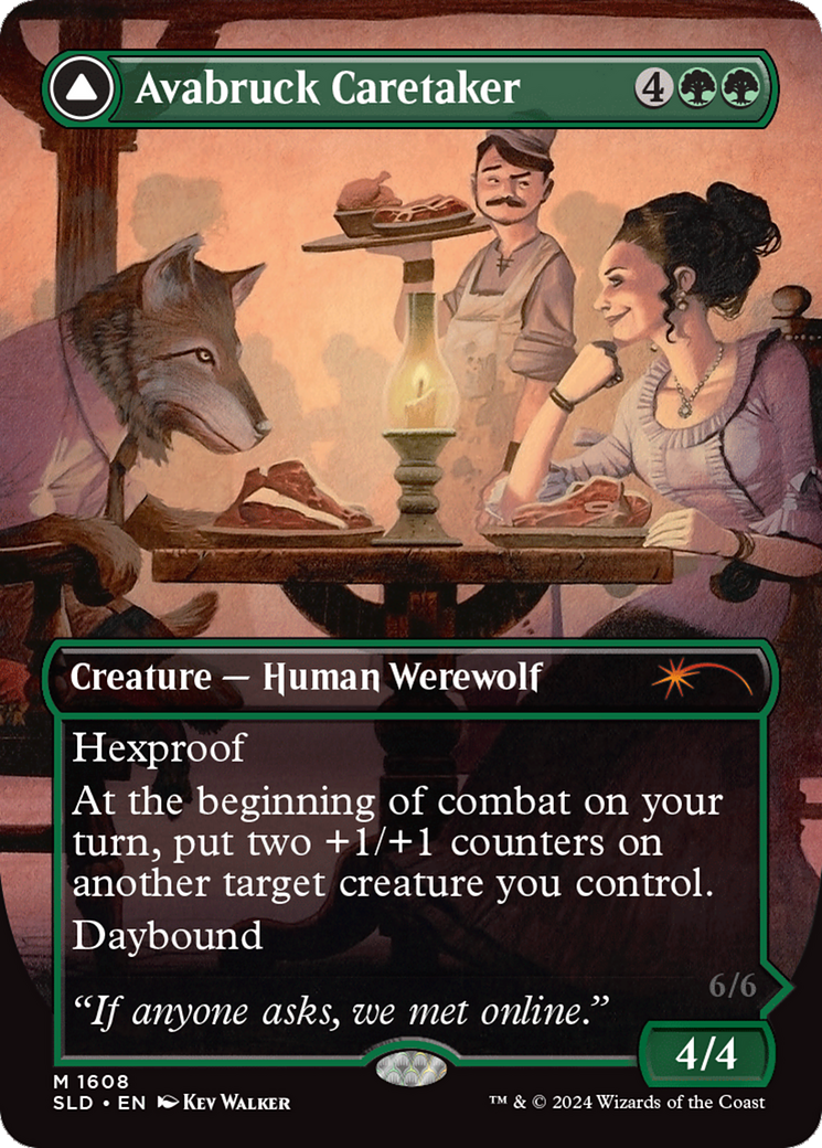 Avabruck Caretaker // Hollowhenge Huntmaster (SLD-1608) - Secret Lair Drop (Borderless) - Premium MTG Single from Wizards of the Coast - Just $4.46! Shop now at Game Crave Tournament Store
