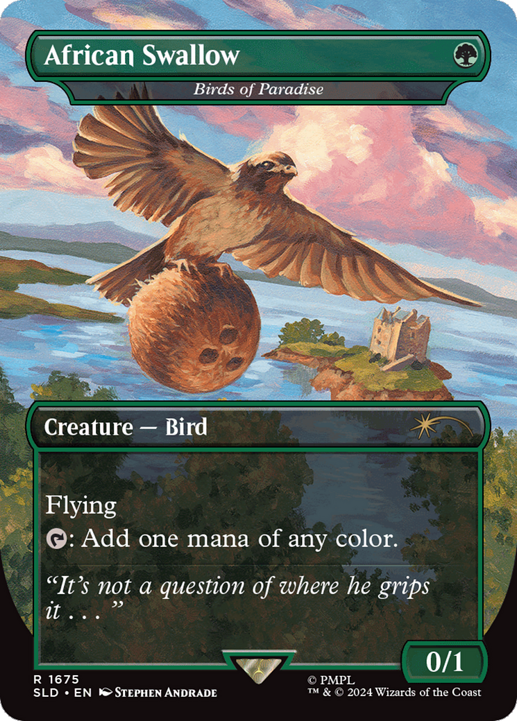 Birds of Paradise // Birds of Paradise (SLD-1675) - Secret Lair Drop / African Swallow (Borderless) - Premium MTG Single from Wizards of the Coast - Just $22.89! Shop now at Game Crave Tournament Store