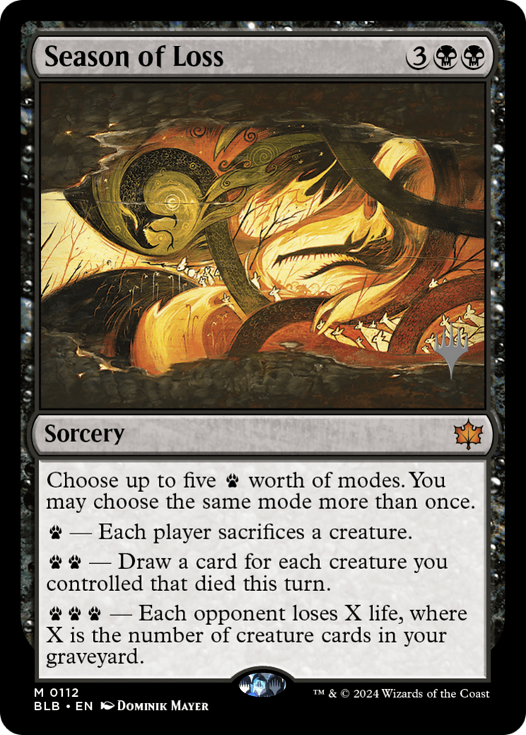 Season of Loss (PBLB-112P) - Bloomburrow Promos - Premium MTG Single from Wizards of the Coast - Just $2.62! Shop now at Game Crave Tournament Store