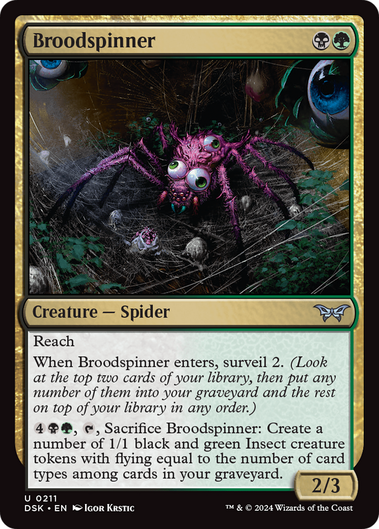 Broodspinner (DSK-211) - Duskmourn: House of Horror Foil - Premium MTG Single from Wizards of the Coast - Just $0.25! Shop now at Game Crave Tournament Store