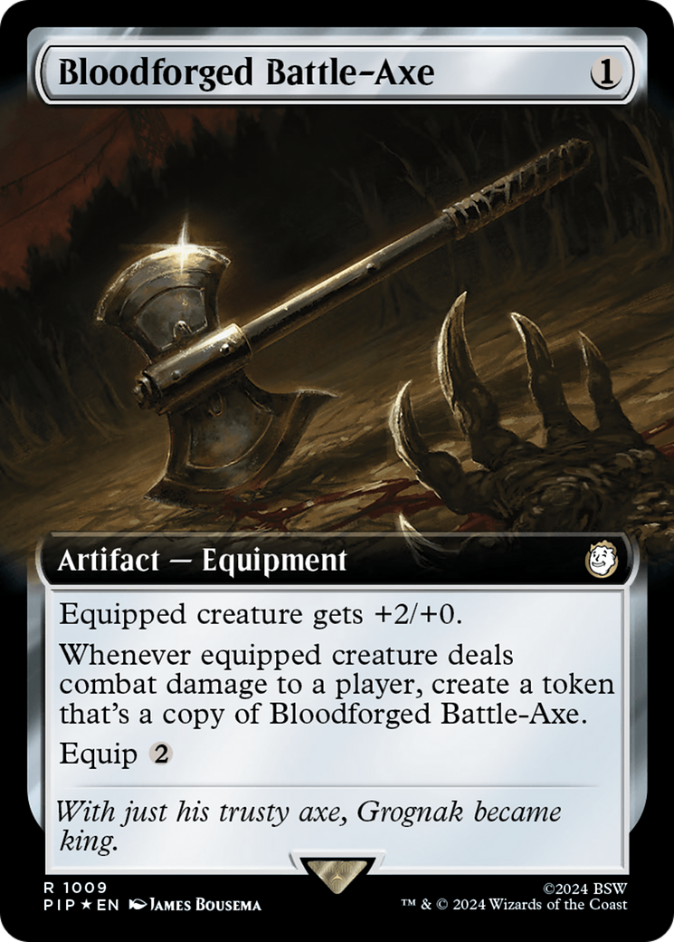 Bloodforged Battle-Axe (PIP-1009) - Fallout: (Extended Art) - Premium MTG Single from Wizards of the Coast - Just $1.74! Shop now at Game Crave Tournament Store