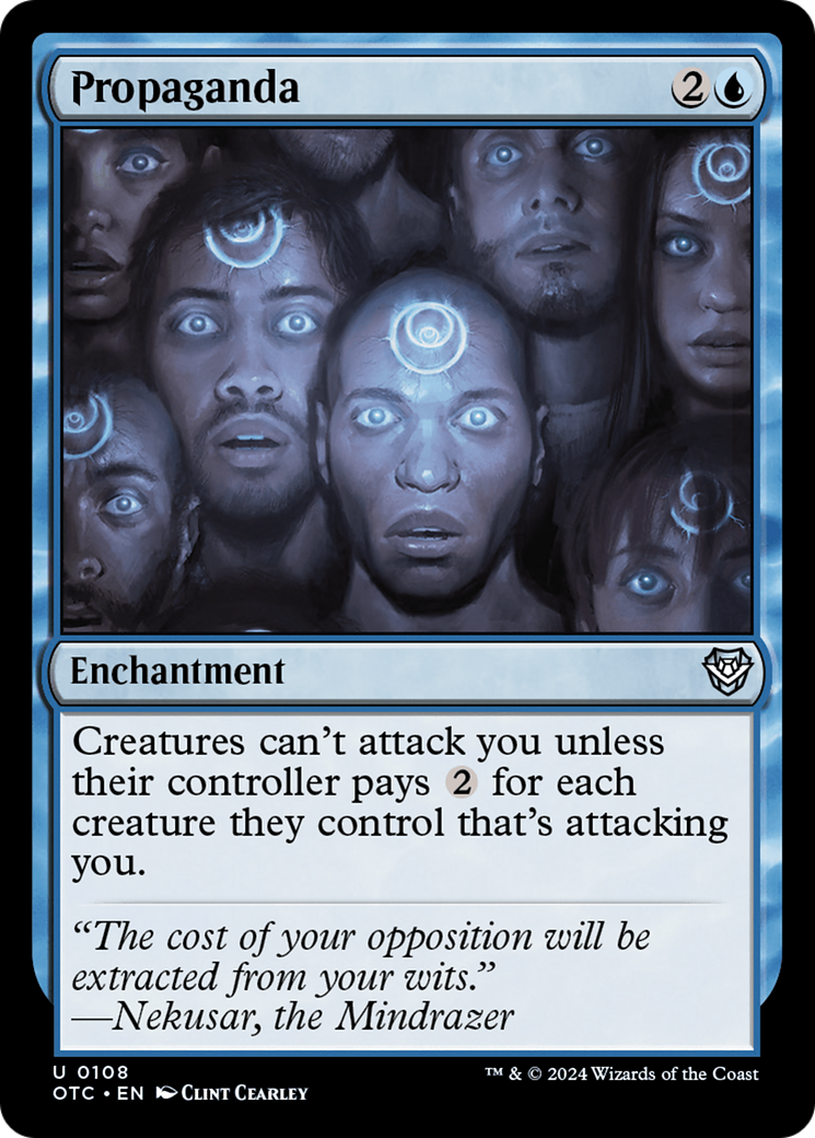 Propaganda (OTC-108) - Outlaws of Thunder Junction Commander - Premium MTG Single from Wizards of the Coast - Just $1.78! Shop now at Game Crave Tournament Store