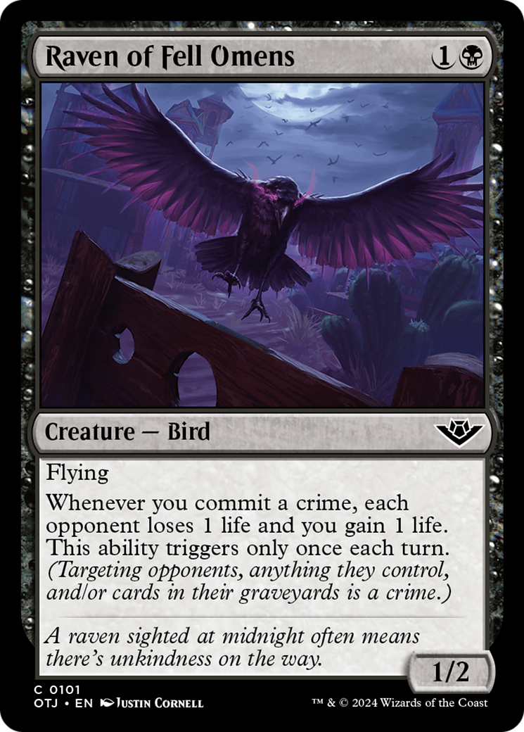 Raven of Fell Omens (OTJ-101) - Outlaws of Thunder Junction - Premium MTG Single from Wizards of the Coast - Just $0.25! Shop now at Game Crave Tournament Store