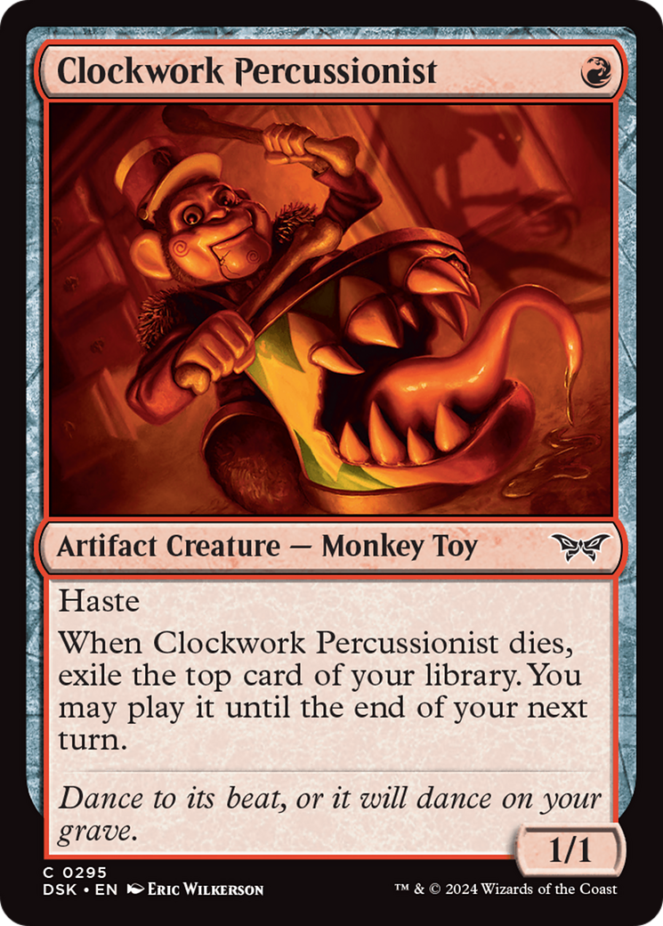 Clockwork Percussionist (DSK-295) - Duskmourn: House of Horror - Premium MTG Single from Wizards of the Coast - Just $0.25! Shop now at Game Crave Tournament Store