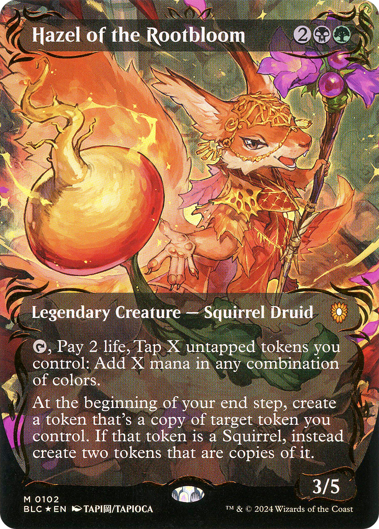 Hazel of the Rootbloom (BLC-102) - Bloomburrow Commander (Borderless) Foil - Premium MTG Single from Wizards of the Coast - Just $169.46! Shop now at Game Crave Tournament Store